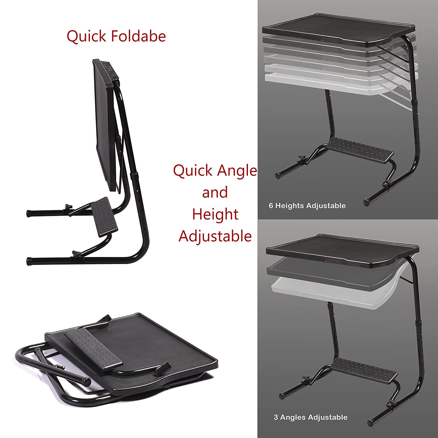 TABLE BUDDY executive ® | Folding Table With Cup Holder & Detachable Foot Rest | Black